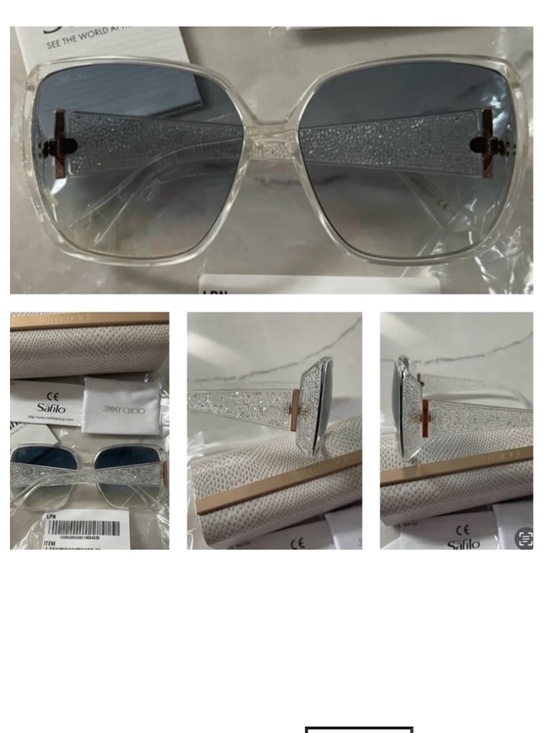 JIMMY CHOO OVERSIZED SQUARE SHAPE ULTRA FINE ROCK CRYSTALS INSERTS ON TEMPLES main image 6